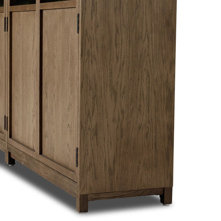 Emerson Panel and Glass Door Double Cabinet - Drifted Oak Solid