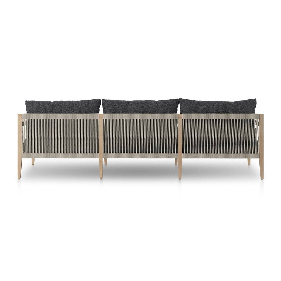 Pinewood Outdoor Sofa, Washed Brown - 93" - Fiqa Boucle Slate