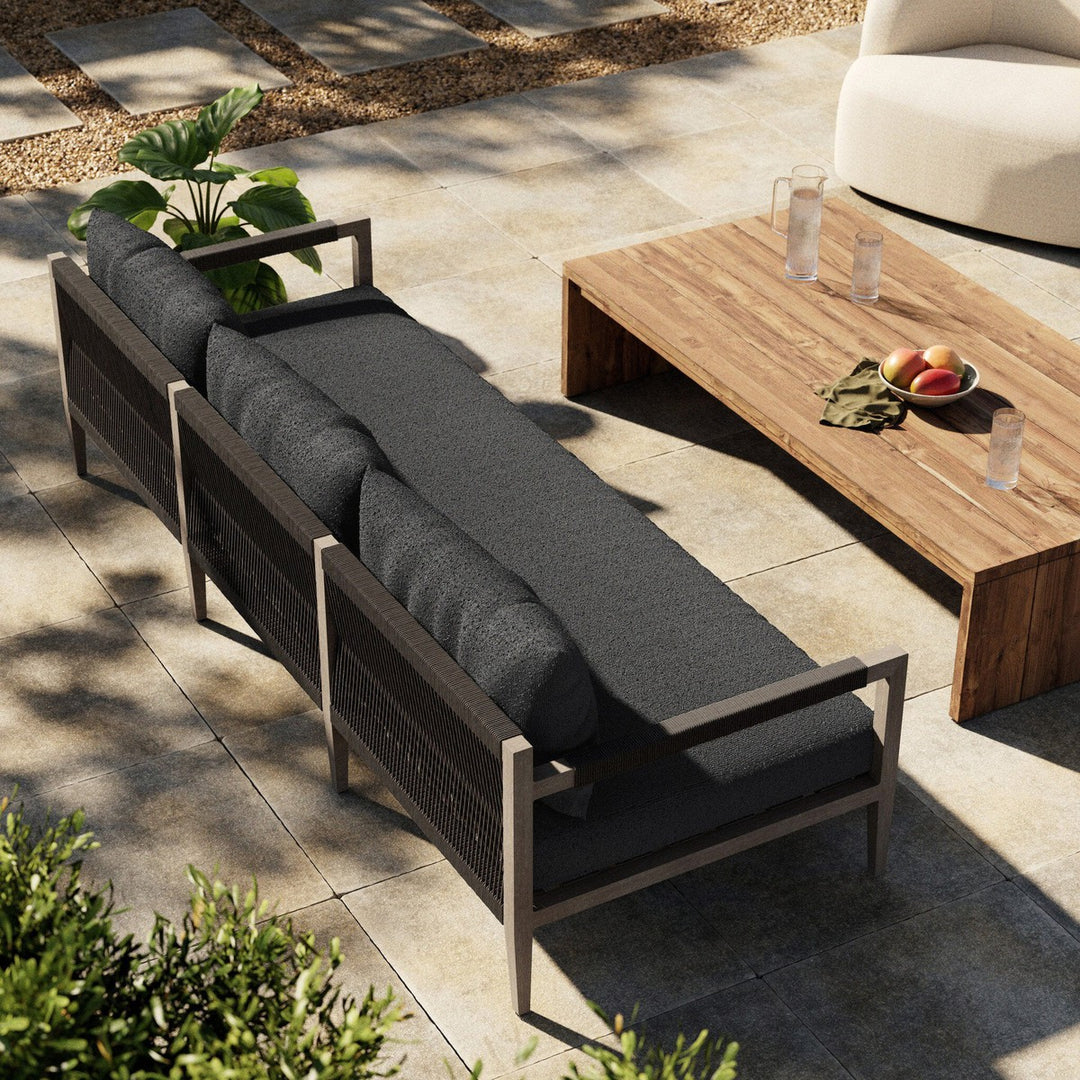 Weston Outdoor Sofa, Weathered Grey - FIQA Boucle Slate