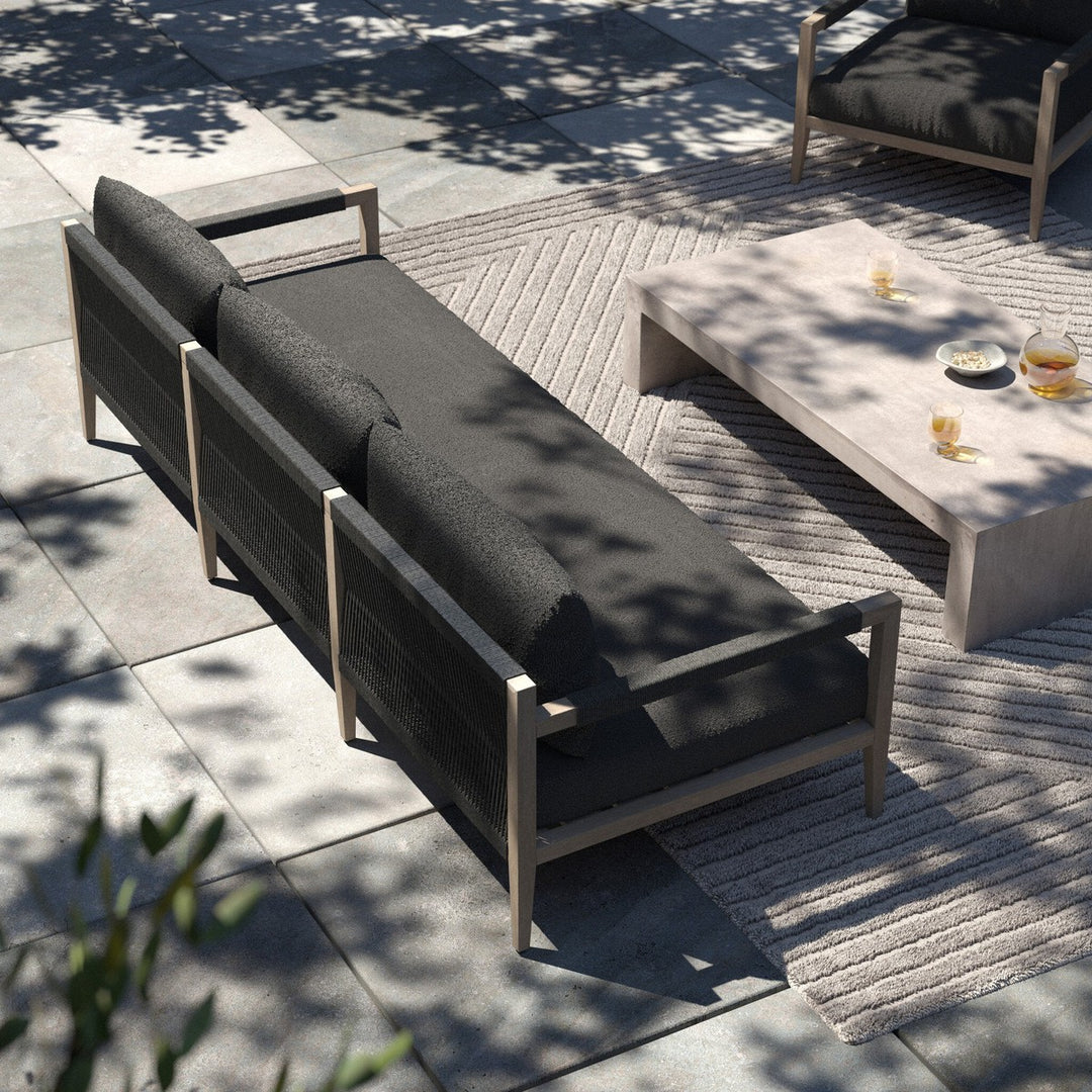 Weston Outdoor Sofa, Weathered Grey - FIQA Boucle Slate