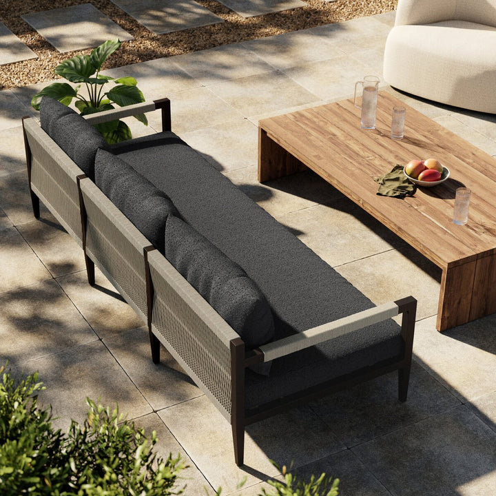 Pinewood Outdoor Sofa, Bronze - 93" - Fiqa Boucle Slate