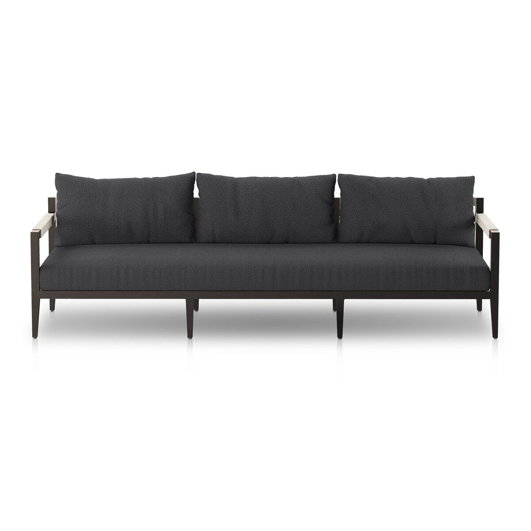 Pinewood Outdoor Sofa, Bronze - 93" - Fiqa Boucle Slate