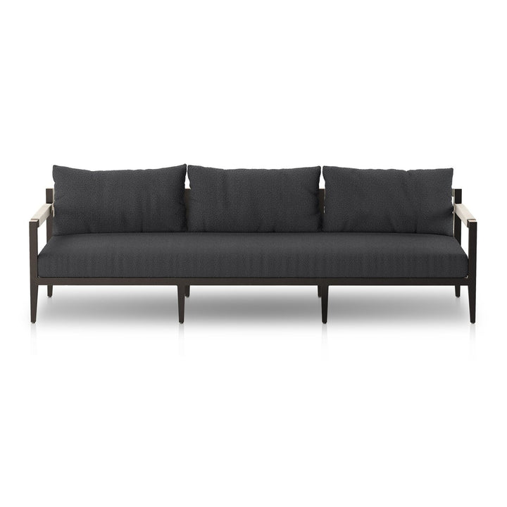 Pinewood Outdoor Sofa, Bronze - 93" - Fiqa Boucle Slate