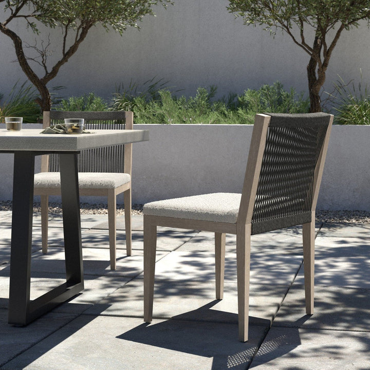 Everly Outdoor Dining Chair, Weathered Grey - FIQA Boucle Cream