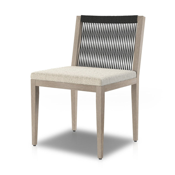 Everly Outdoor Dining Chair, Weathered Grey - FIQA Boucle Cream