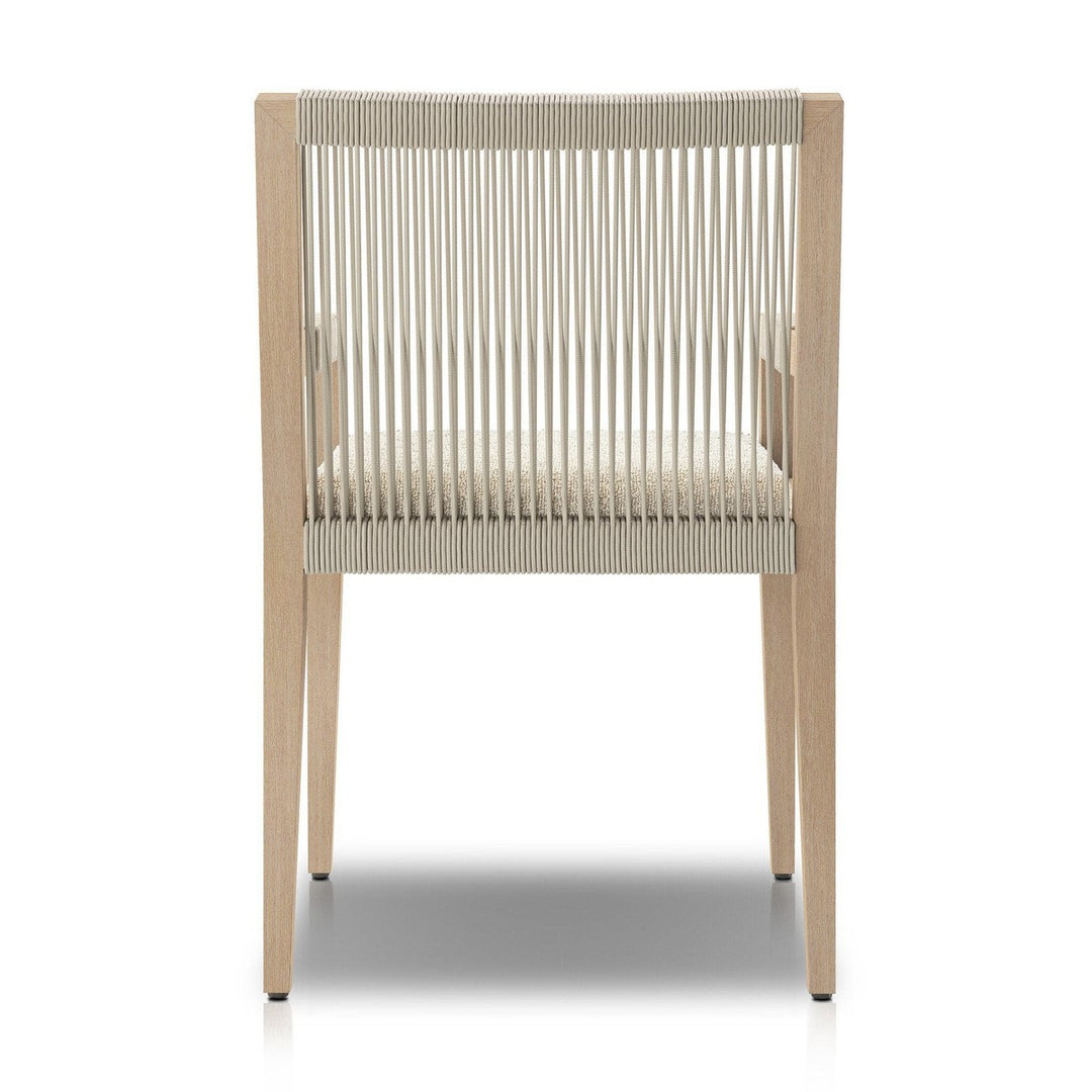 Everly Outdoor Dining Armchair, Washed Brown - FIQA Boucle Cream