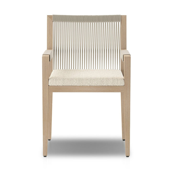 Everly Outdoor Dining Armchair, Washed Brown - FIQA Boucle Cream