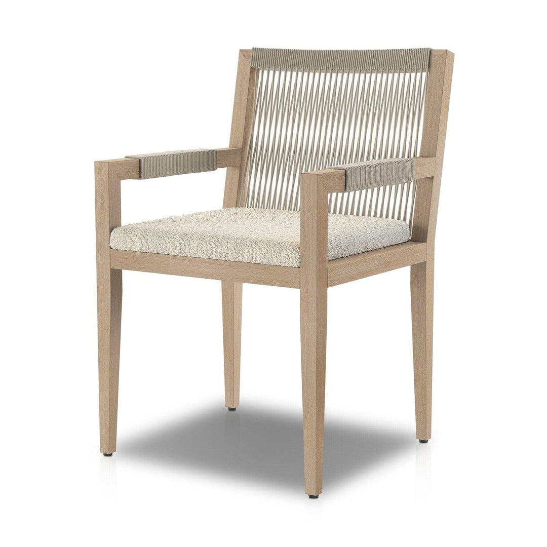 Everly Outdoor Dining Armchair, Washed Brown - FIQA Boucle Cream