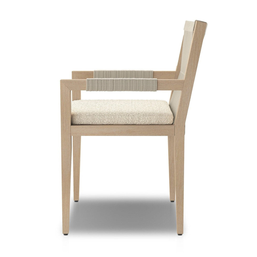 Everly Outdoor Dining Armchair, Washed Brown - FIQA Boucle Cream