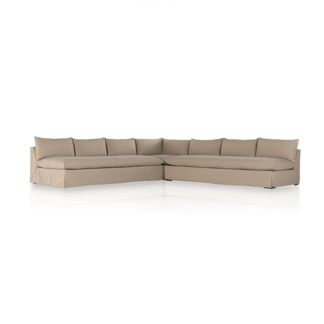 Cole Slipcover 3-Piece Sectional - 134" - Antwerp Taupe