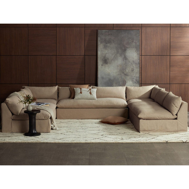 Emerson Slipcover 5-Piece Sectional - Antwerp Taupe - 154"