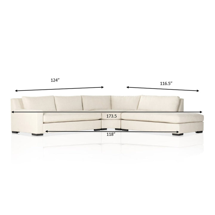 Bennett 3-Piece Sectional - Right Facing Bumper Chaise - Alcott Fawn