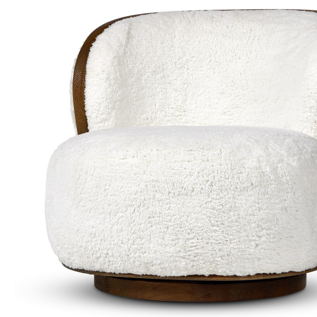 Emerson Swivel Chair - Ivory Angora