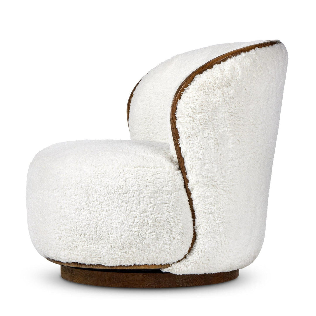 Emerson Swivel Chair - Ivory Angora