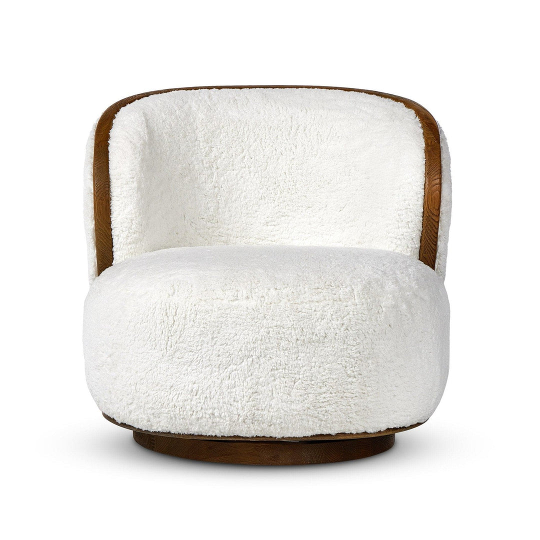 Emerson Swivel Chair - Ivory Angora