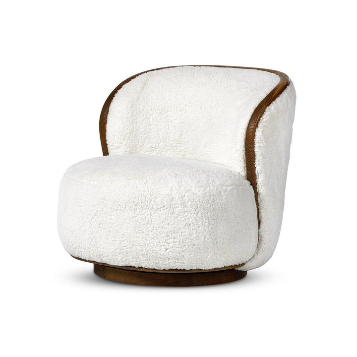 Emerson Swivel Chair - Ivory Angora