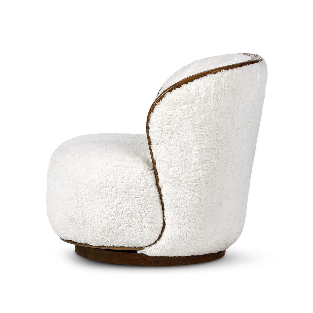 Emerson Swivel Chair - Ivory Angora