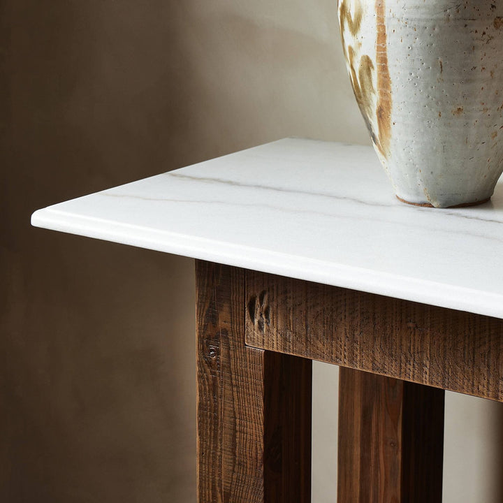 Mia Console Table - Honed White Marble