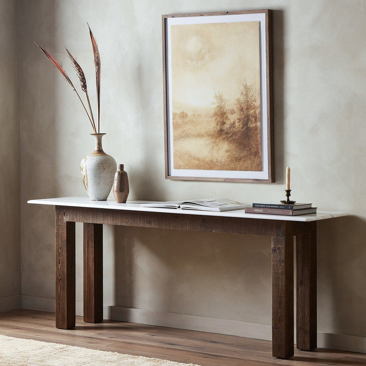 Mia Console Table - Honed White Marble