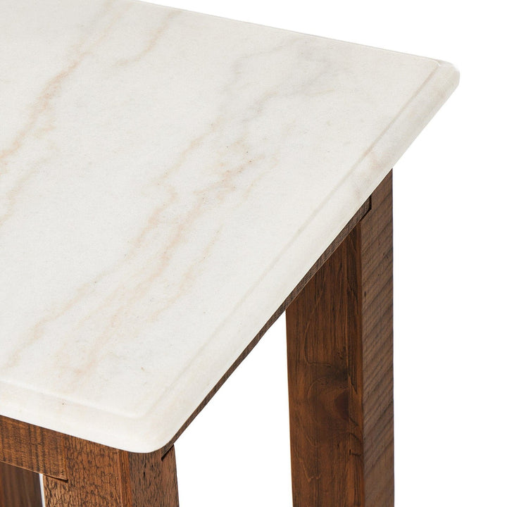 Mia End Table - Honed White Marble