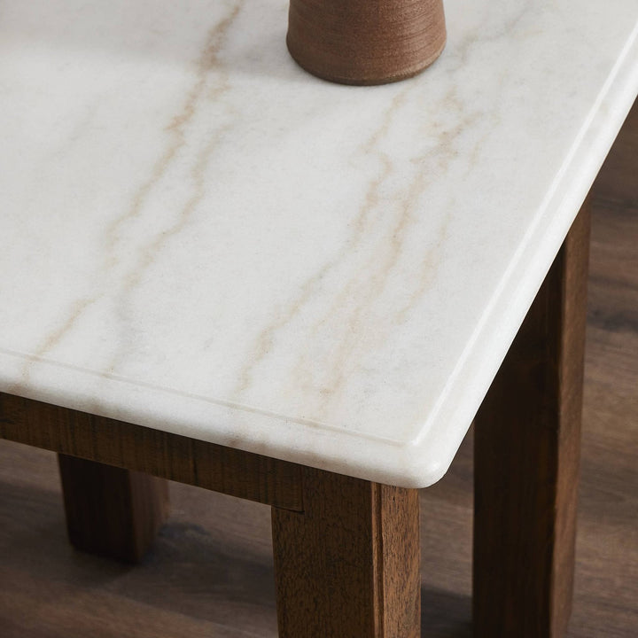 Mia End Table - Honed White Marble