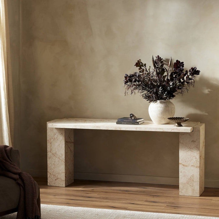 Adrian Console Table - Desert Taupe Marble