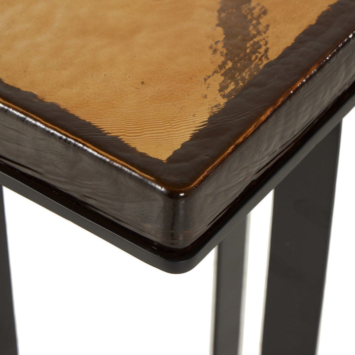 Harper End Table - Amber Cast Glass