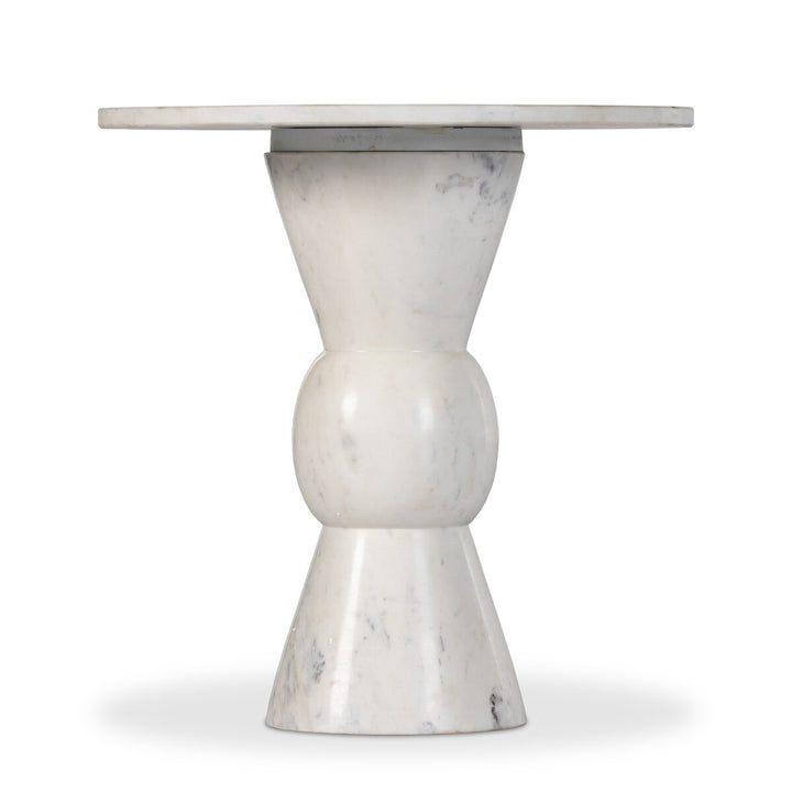 Wolf End Table - Polished White Marble