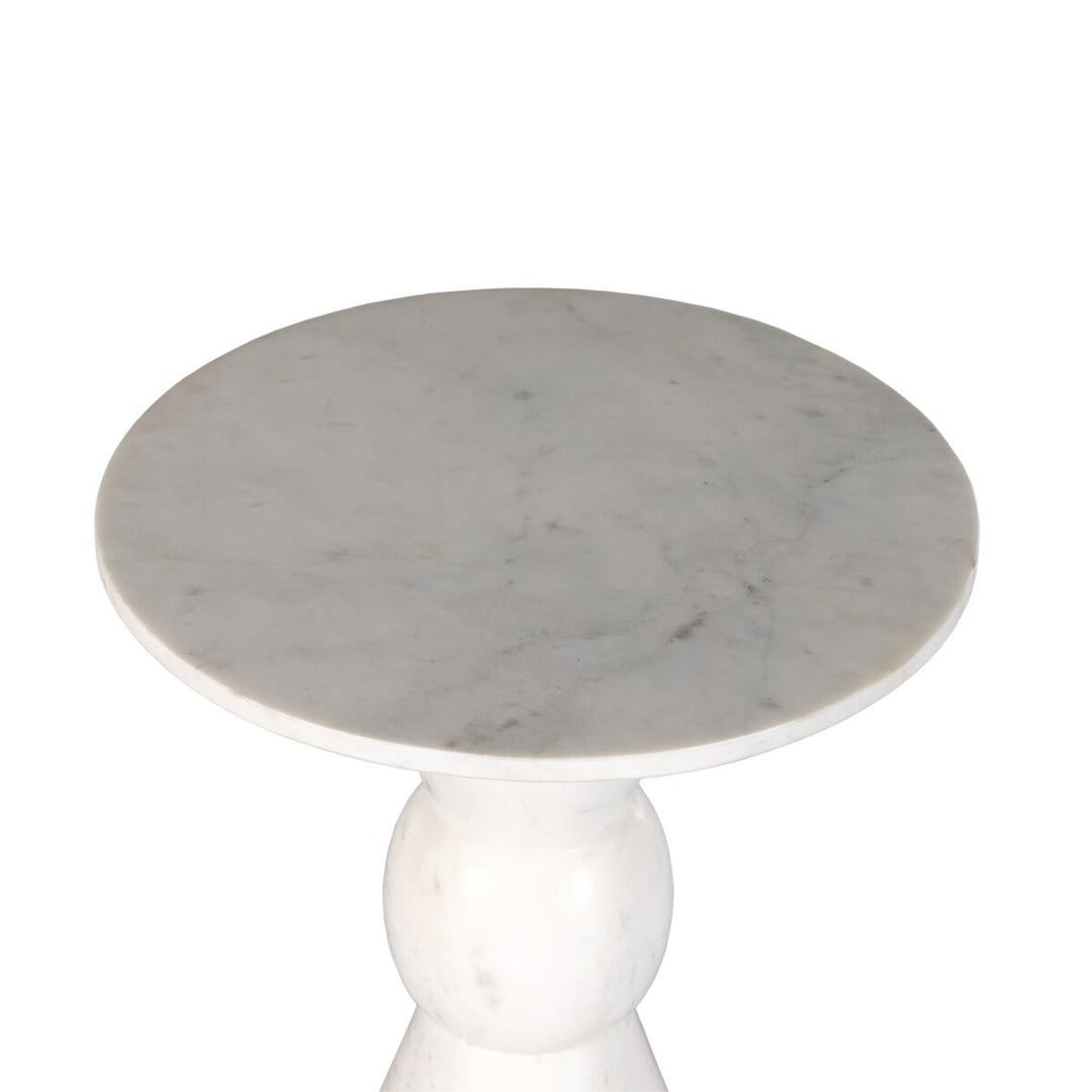 Wolf End Table - Polished White Marble