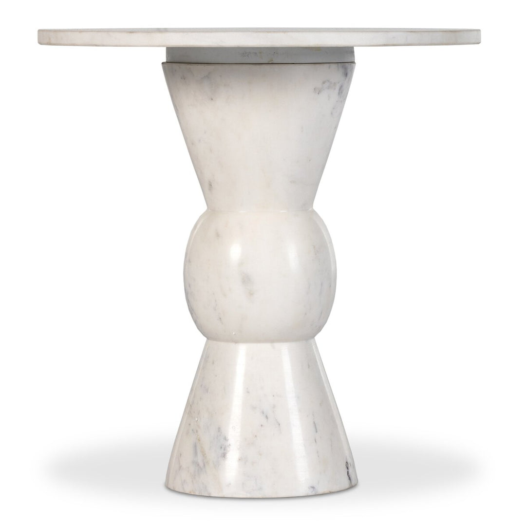 Wolf End Table - Polished White Marble