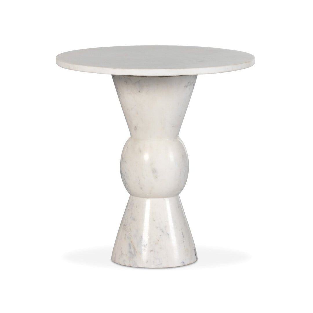 Wolf End Table - Polished White Marble