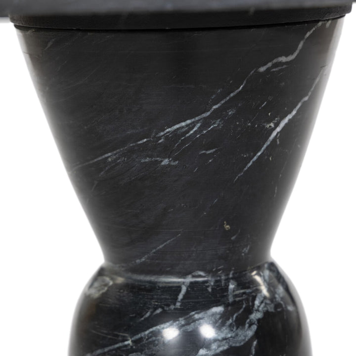 Wolf End Table - Polished Black Marble