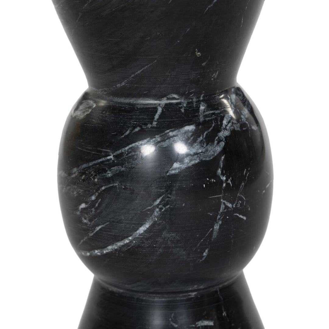 Wolf End Table - Polished Black Marble