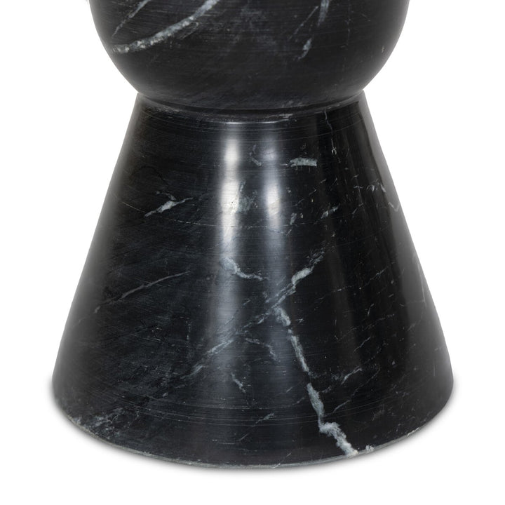 Wolf End Table - Polished Black Marble