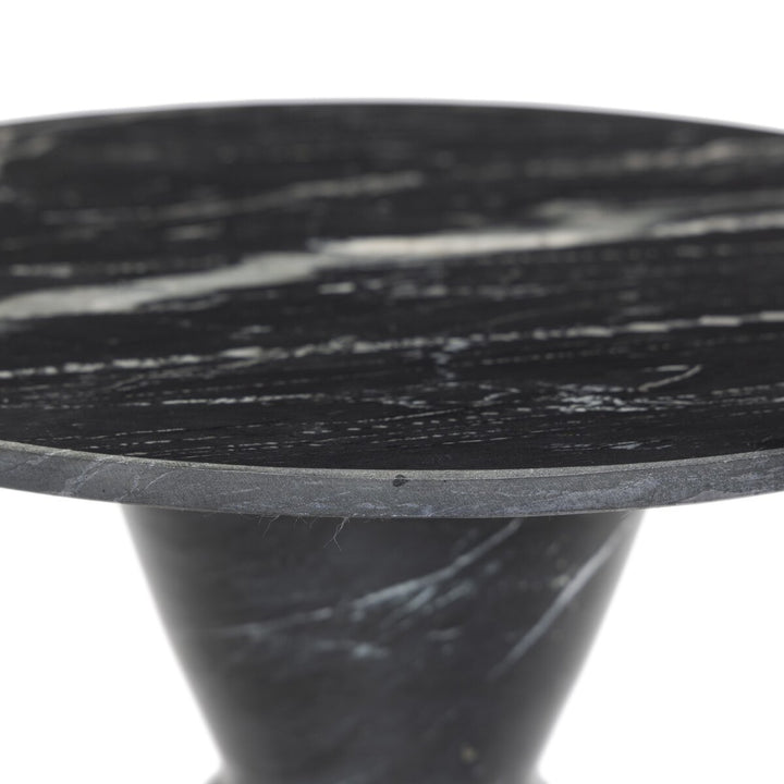 Wolf End Table - Polished Black Marble