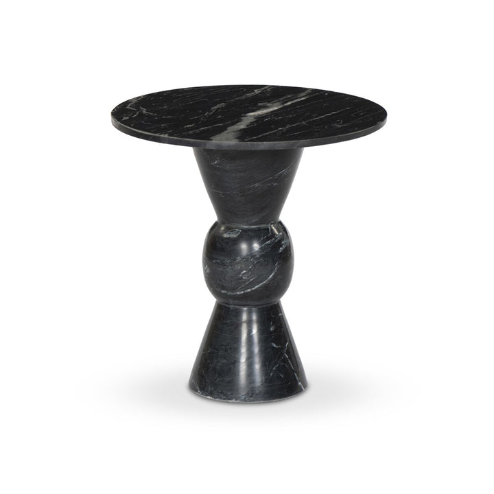 Wolf End Table - Polished Black Marble