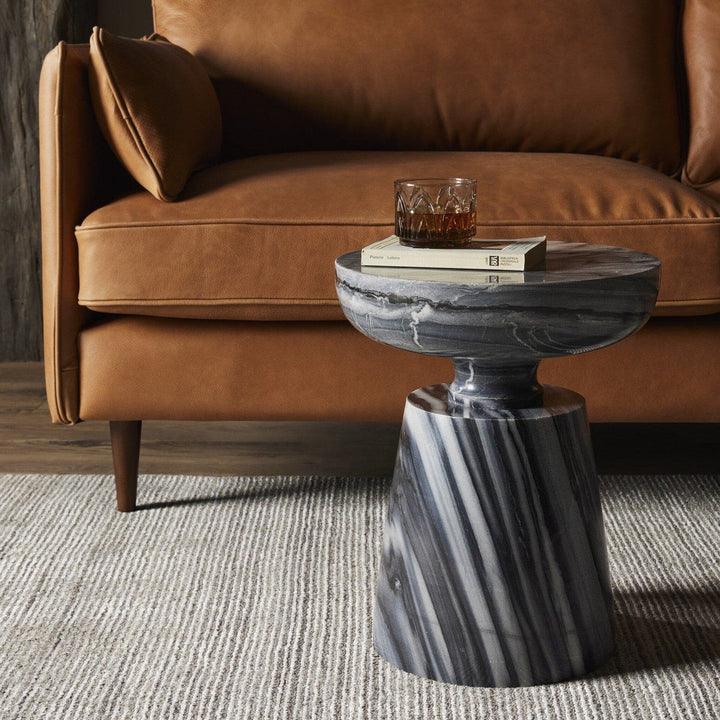 Porter End Table - Ebony Marble Solid