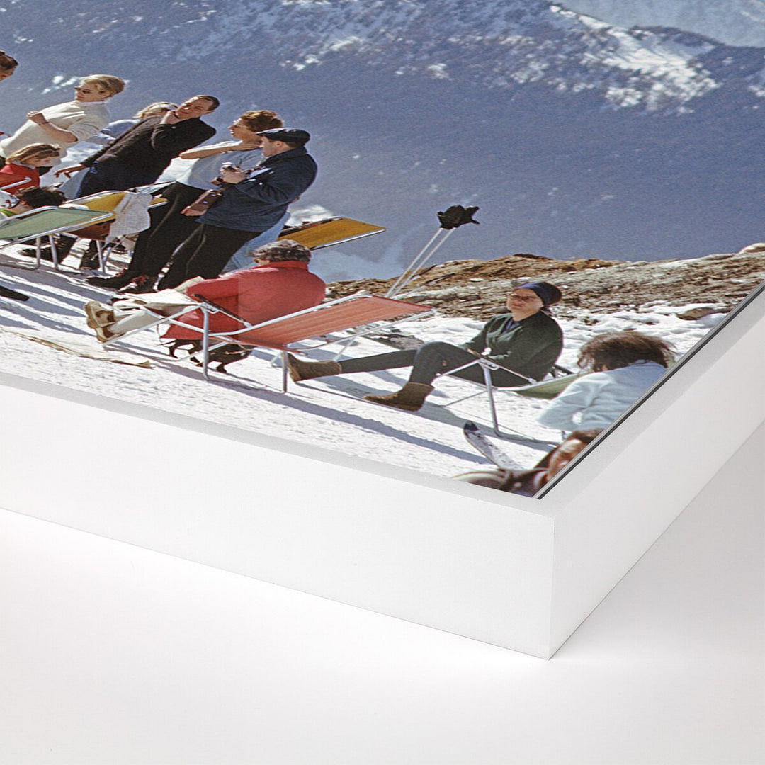 Lounging In Verbier By Slim Aarons - 72"X48" - White Maple