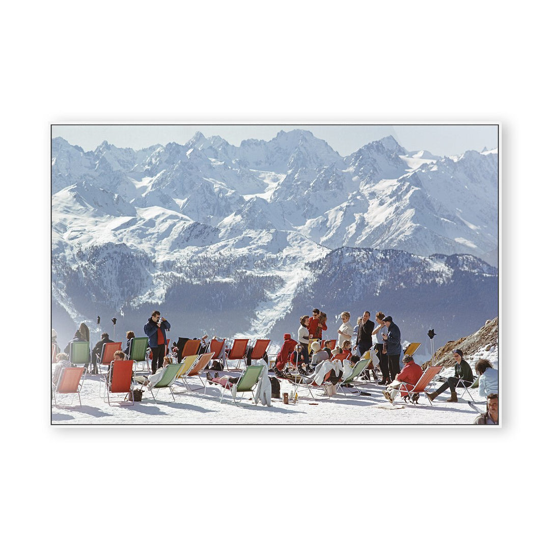 Lounging In Verbier By Slim Aarons - 72"X48" - White Maple