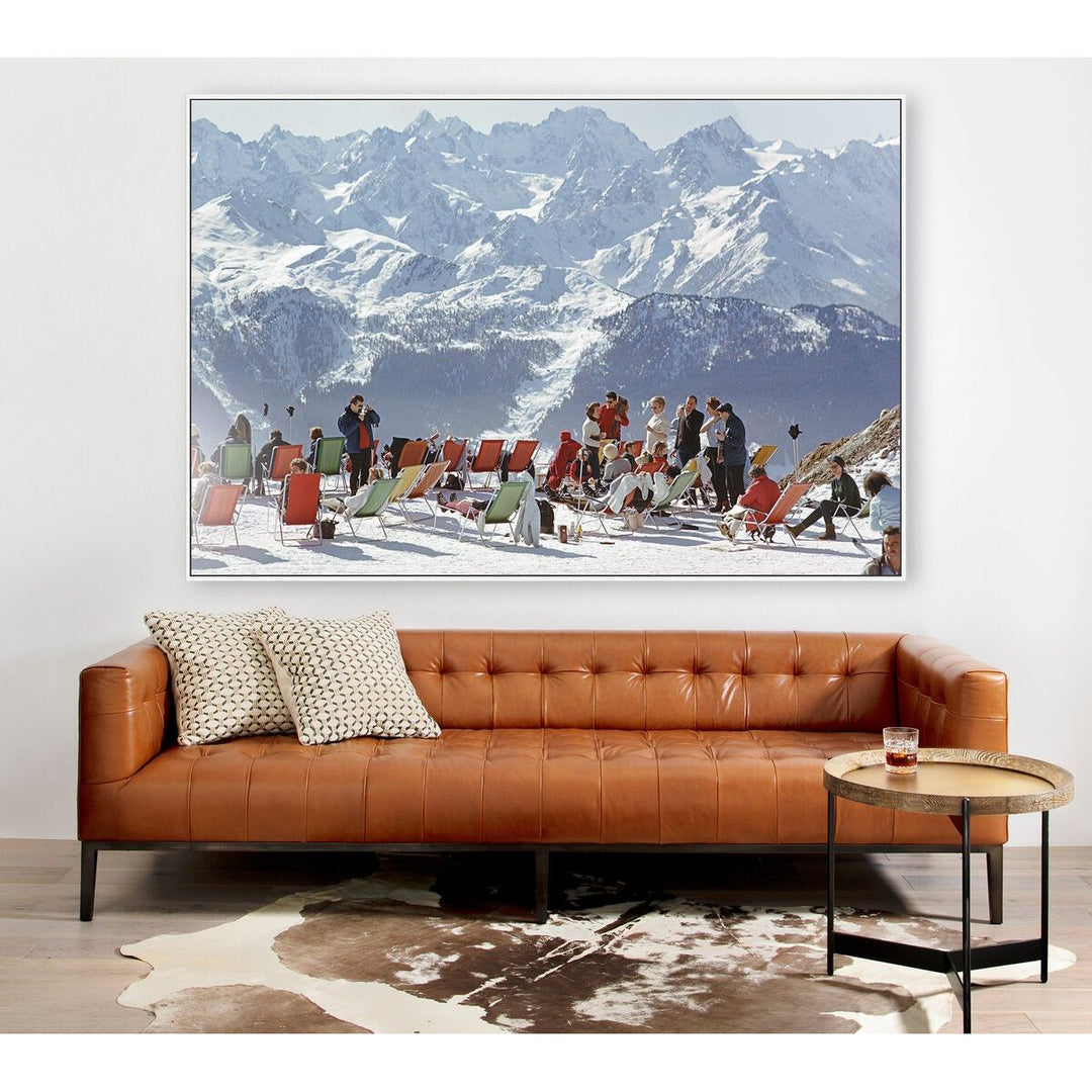 Lounging In Verbier By Slim Aarons - 72"X48" - White Maple