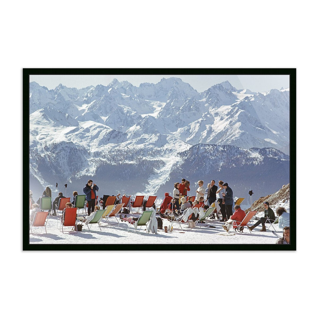 Lounging In Verbier By Slim Aarons - 36"X24" - Black Maple