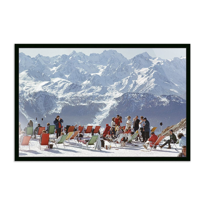 Lounging In Verbier By Slim Aarons - 36"X24" - Black Maple