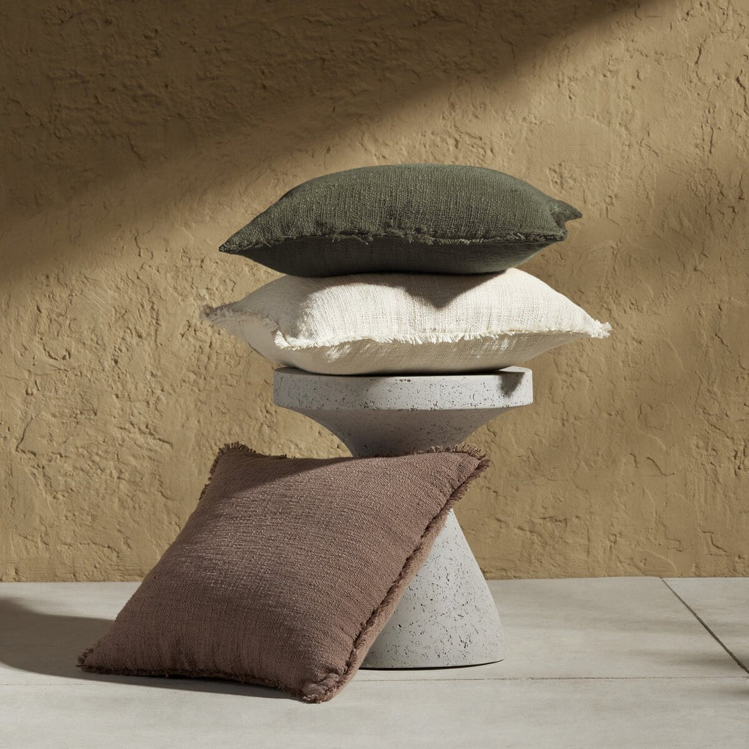 Sharp Outdoor Pillow - Textured Taupe - 20"X20" - Cover + Insert