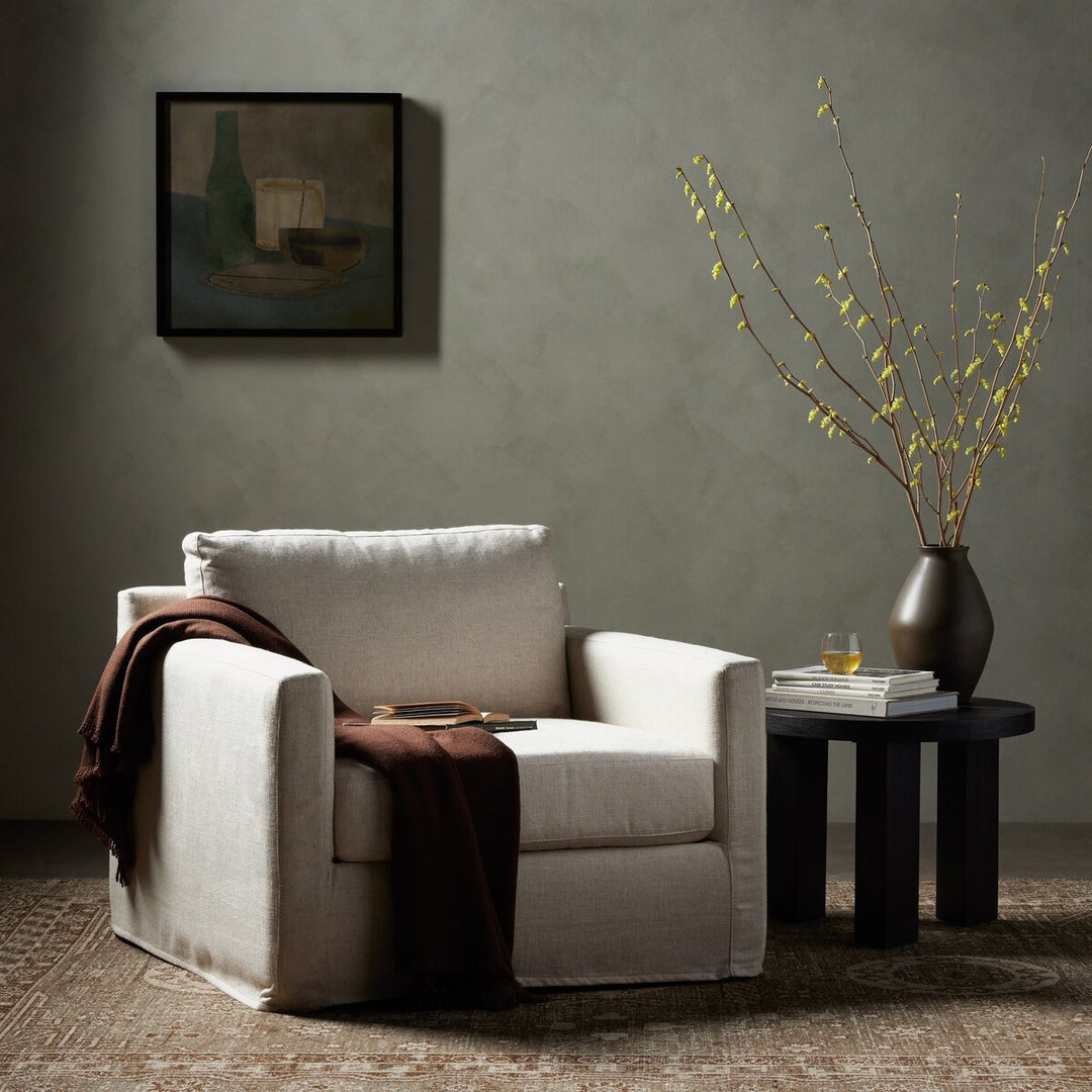 Princeton Slipcover Swivel Chair - Evere Cream