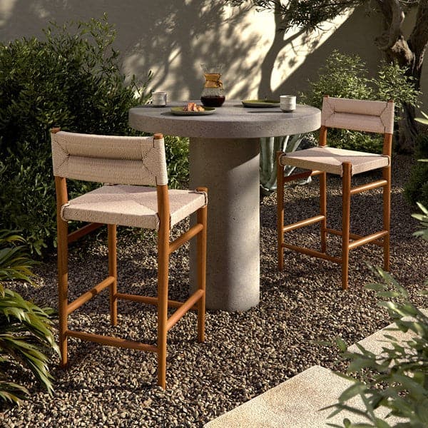 Lomas Outdoor Stool - Natural Teak-Four Hands-FH-237996-002-Stools & OttomansCounter-2-France and Son