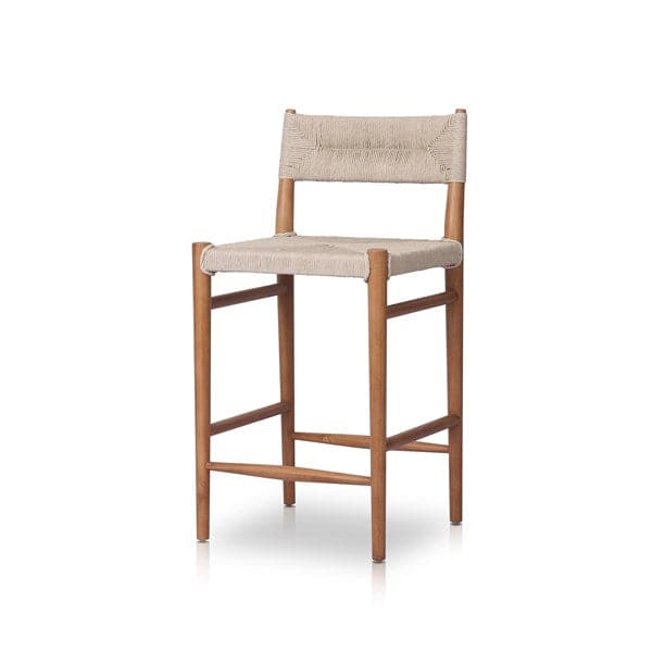 Lomas Outdoor Stool - Natural Teak-Four Hands-FH-237996-002-Stools & OttomansCounter-1-France and Son