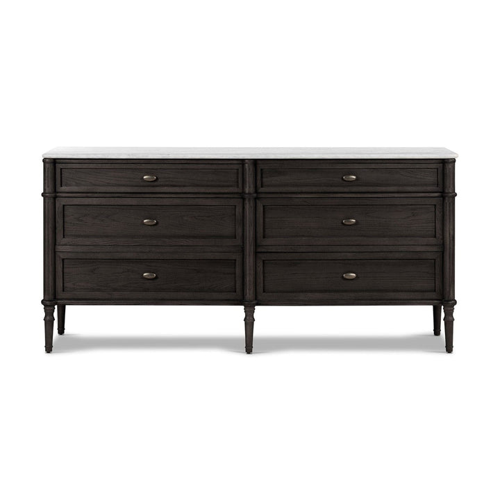 Langley 6 Drawer Dresser - Distressed Black Oak