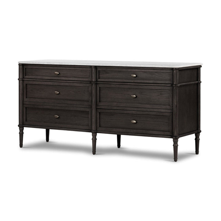 Langley 6 Drawer Dresser - Distressed Black Oak