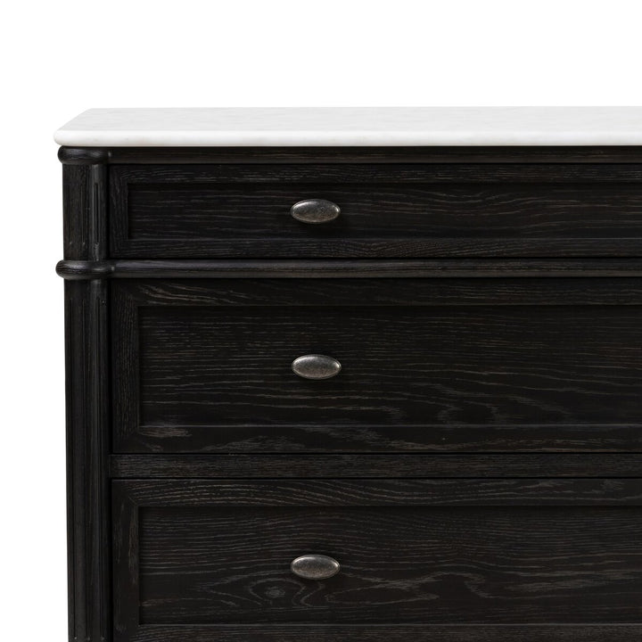 Marseille Chest - Distressed Black Oak W/ Polished White