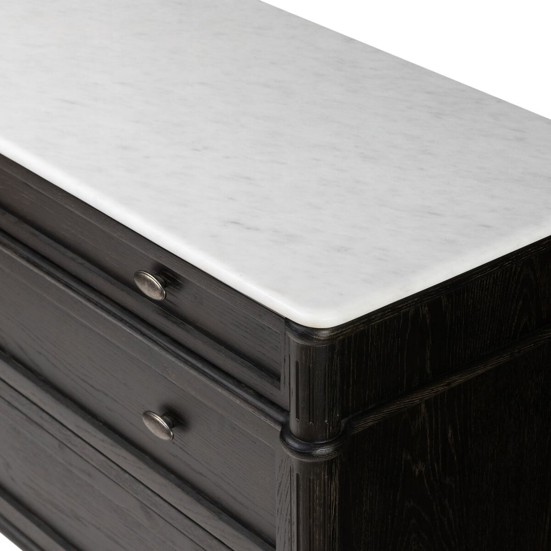 Marseille Chest - Distressed Black Oak W/ Polished White